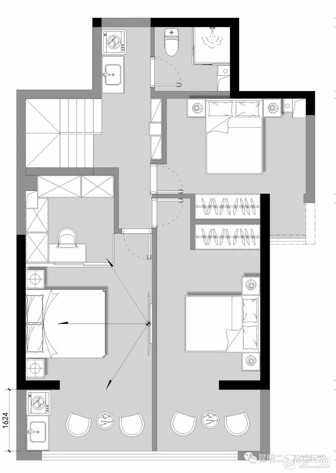 昆明二十四城装饰155平复式现代轻奢风三室两厅实景案例图