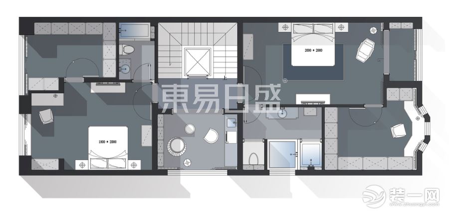 无锡江阴幸福华都580平别墅 新中式二层平面图