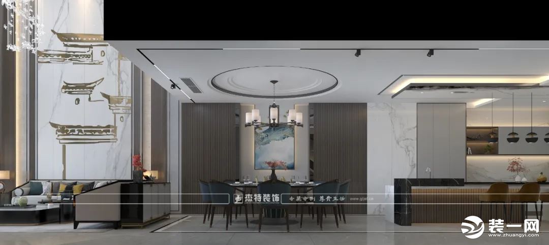 新中式别墅装修案例 餐厅装修效果图