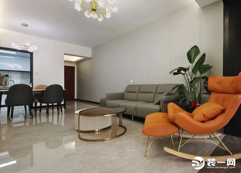 广州聚轩装饰公司70平小户型两室一厅现代简约风格装修实景案例图