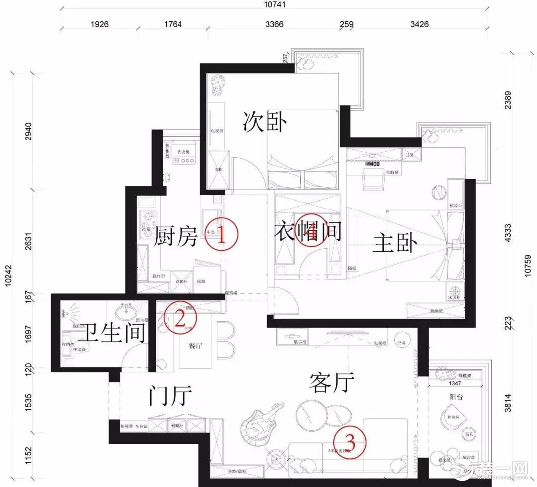 94平两居室装修案例 三亚装修设计师打造灰粉北欧文艺空间图