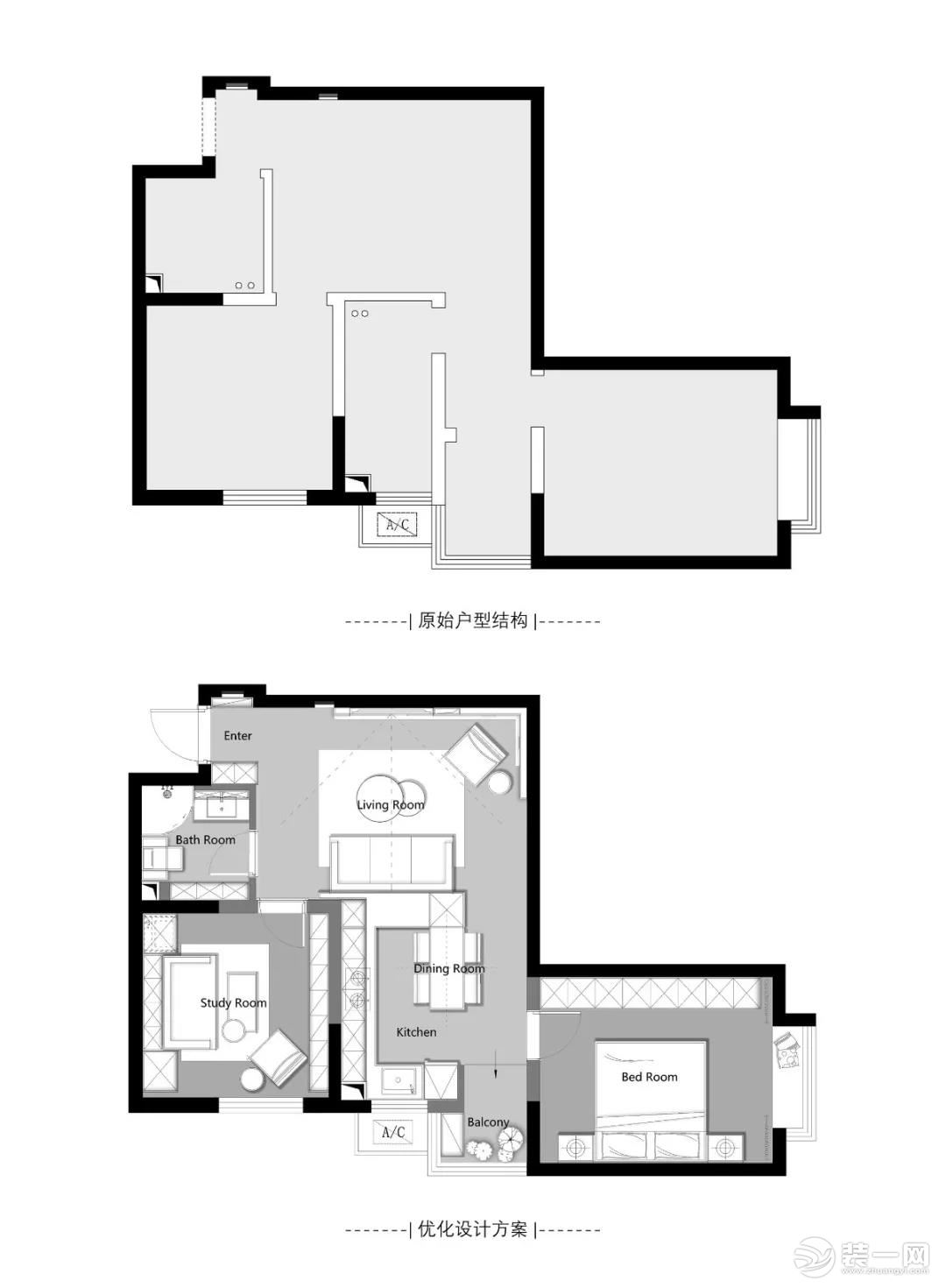 77平两室一厅现代简约装修风格案例图