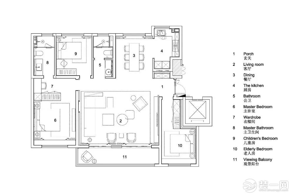 142平四室两厅轻奢新中式装修案例图
