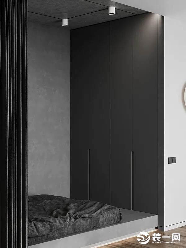 一居室公寓装修设计案例之全黑衣柜