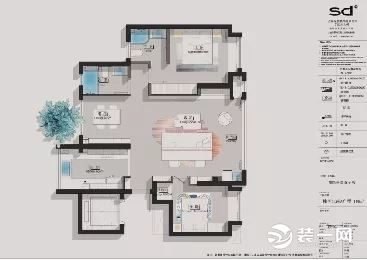 108户型方案一示意图