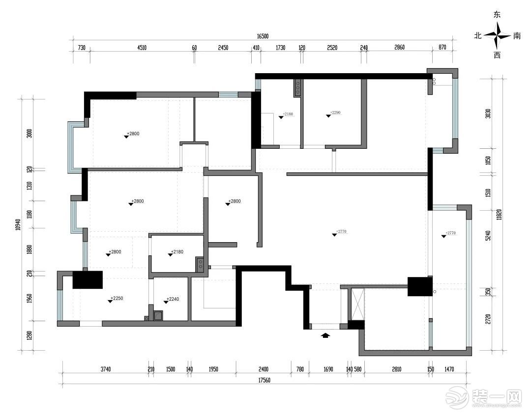 广州聚轩装饰180平旧房改造案例 现代轻奢四居室实景案例图