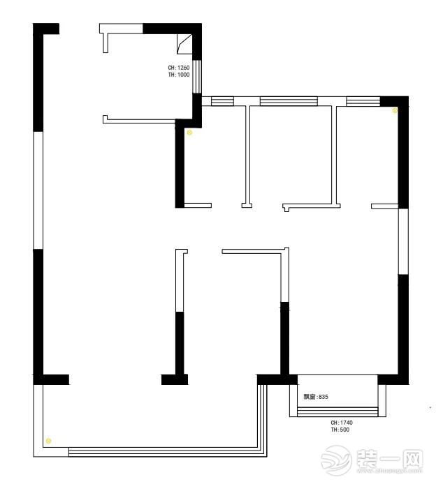 现代风格三室两厅装修设计案例图