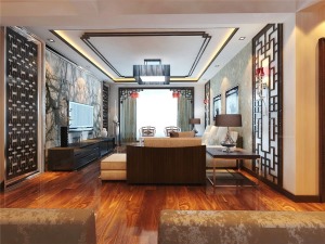 新中式风格三室两厅装修效果图
