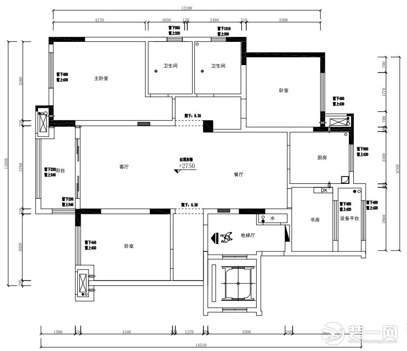 新中式风四居室户型图