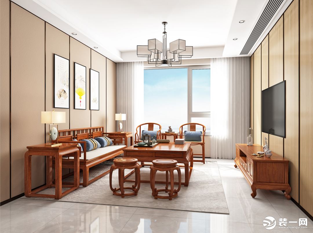 130平方现代风格客厅沙发摆放效果图一览_别墅设计图