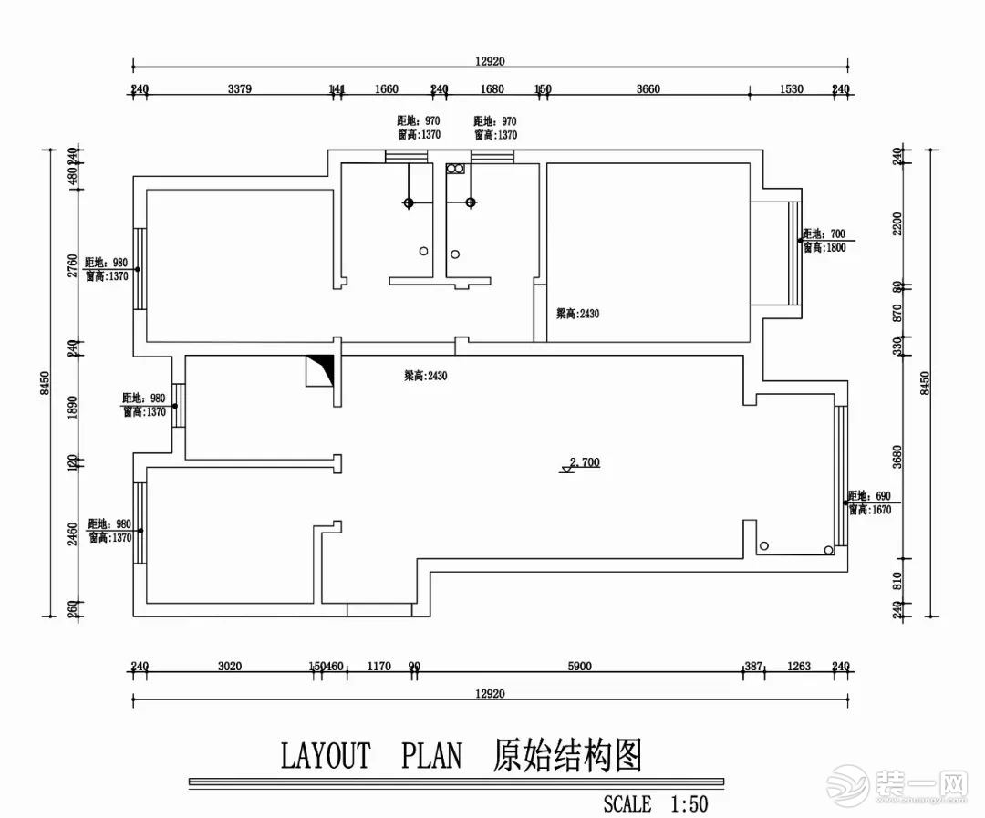 三居室现代温馨原始结构效果图