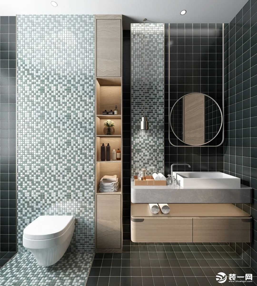小厕所马赛克瓷砖铺贴装修效果图_别墅设计图