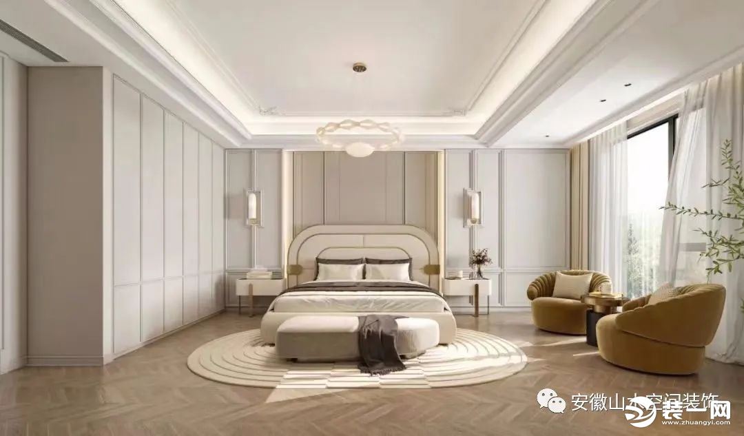 现代法式别墅卧室装修效果图