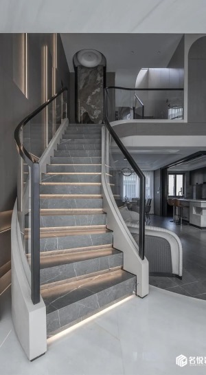 别墅现代简约楼梯装修效果图