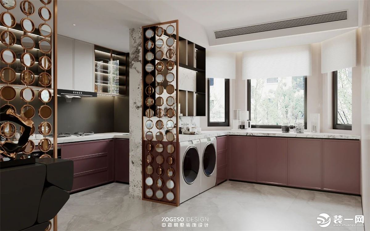天津中嘉易墅意式轻奢风格厨房装修设计效果图