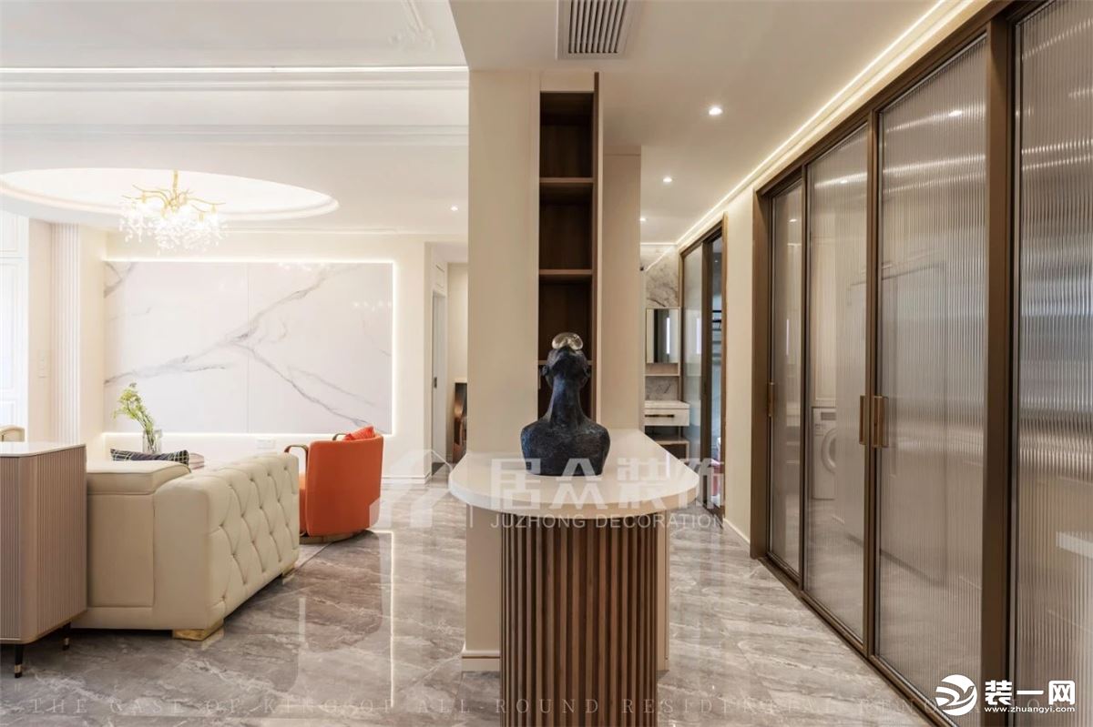 珠海居众装饰90平法式轻奢风格装修走廊效果图
