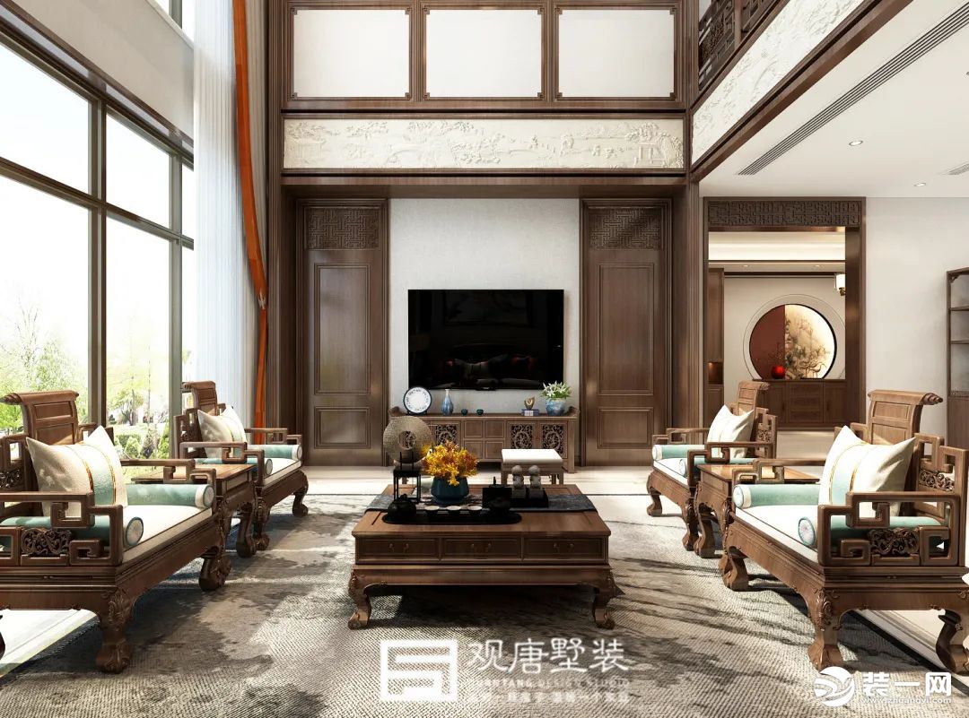 中式风会客厅装修效果图