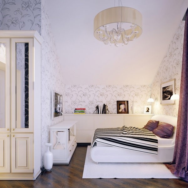 白色的主色调烘托出梦幻风格的青少年房间。