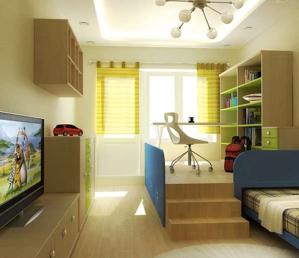 清新简洁的装修风格，浅色的木地板和同样浅色的家具构成了统一的装修风格。