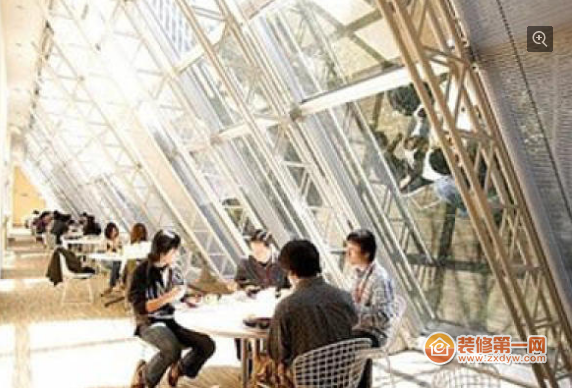 Baidai Games 的员工餐厅，装修风格类似咖啡厅。
