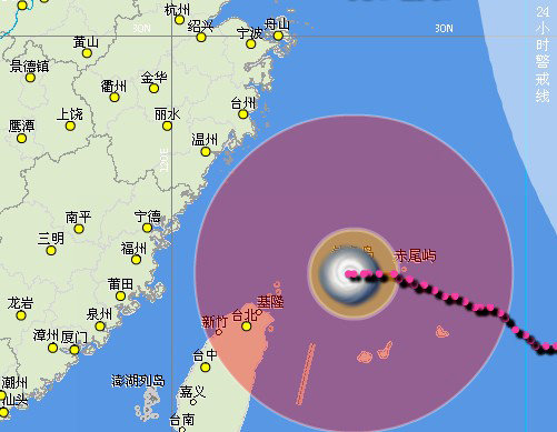 秋台风“菲特”剑锋直指温州，极有可能在温州沿海登陆。